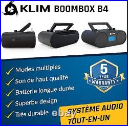 KLIM Boombox B4 CD Player Portable Audio System New 2024 AM/FM Black