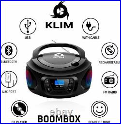 KLIM Boombox Portable Audio System. FM Radio, CD Player, Bluetooth, MP3, USB, +