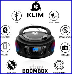 KLIM Boombox Portable Audio System. FM Radio, CD Player, Bluetooth, MP3, USB, AU