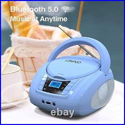 Kids CD Player Boombox Portable Bluetooth FM Radio USB Input AUX-in Headpho