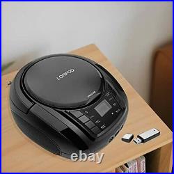 LONPOO CD Player Portable Boombox with FM Radio/USB/Bluetooth/AUX Input and E