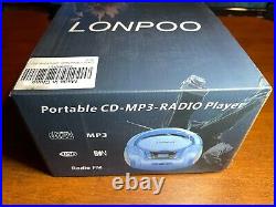 LONPOO Kids CD Player Portable Boombox with LED Light Bluetooth Connection FM