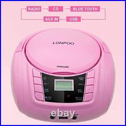 LONPOO Portable CD Player Gift Boombox Classic Stereo Sound System Outdoor Sp