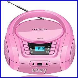 LONPOO Portable CD Player Kids Gift Boombox Classic Stereo Sound System Outdo