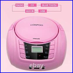 LONPOO Portable CD Player Kids Gift Boombox Classic Stereo Sound System Outdo