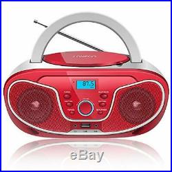 LONPOO Portable Sport Stereo CD Player with FM Radio, Bluetooth MP3/CD (Red)