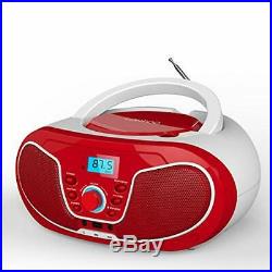 LONPOO Portable Sport Stereo CD Player with FM Radio, Bluetooth MP3/CD (Red)