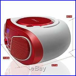 LONPOO Portable Sport Stereo CD Player with FM Radio, Bluetooth MP3/CD (Red)