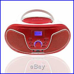 LONPOO Portable Sport Stereo CD Player with FM Radio, Bluetooth MP3/CD (Red)