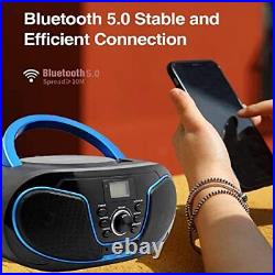 LONPOO Stereo CD Boombox Portable Bluetooth Digital Tuner FM Radio CD Player