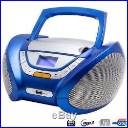 Lauson Cd-Player Boombox Stereo Portable Radio USB Headphone Jack CP746 Blue NEW