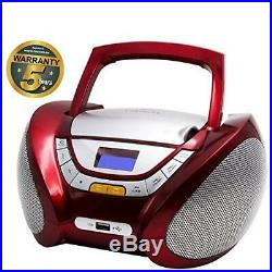 Lauson Cd-Player Boombox Stereo Portable Radio USB MP3 Headphone Jack CP742 Red