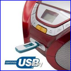 Lauson Cd-Player Boombox Stereo Portable Radio USB MP3 Headphone Jack CP742 Red