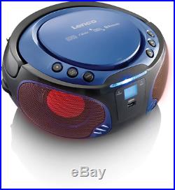 Lenco Boombox Scd-550 Blue Tragbar Mit Discolichteffekt, Fm Radio, Usb Playback