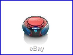 Lenco Boombox Scd-550 Red Tragbarer Cd-Player Mit Discolichteffekt, Fm Radio, Us