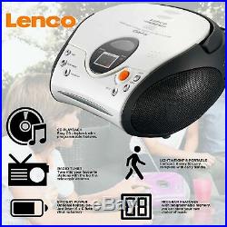 Lenco SCD-24 Portable Stereo Boombox with Programmable CD Player & FM Radio