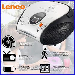 Lenco SCD-24 Portable Stereo Boombox with Programmable CD Player & FM Radio &