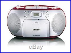 Lenco SCD-420 Red Portable Stereo FM Radio CD Player And Cassette Boombox NEW
