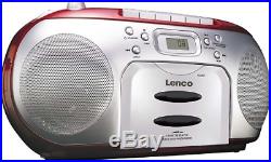 Lenco SCD-420 Red Portable Stereo FM Radio with CD Player and Cassette Red B