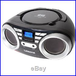 Lenoxx Black Portable Boombox CD CD-R/CD-RW Player Speaker/FM radio/Aux in 3.5mm