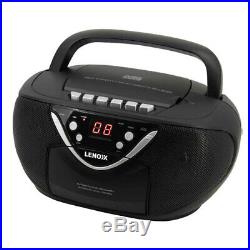 Lenoxx CD815 Black Portable Boombox CD-R/CD-RWithCassete Tape Player AM/FM Radio