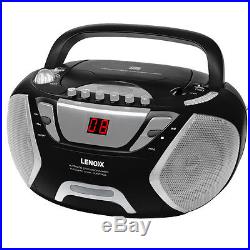 Lenoxx CD815 Black Portable Boombox CD-R/CD-RWithCassete Tape Player AM/FM radio