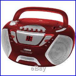 Lenoxx CD815R Red Portable Boombox CD-R/CD-RWithCassete Tape Player AM/FM radio