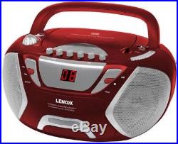 Lenoxx Cd815R Red Portable Boombox Cd-R Cd-Rw Cassete Tape Player Am Fm Radio