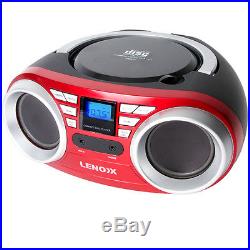 Lenoxx Red Portable Boombox CD CD-R/CD-RW Player Speaker/FM radio/Aux in 3.5mm