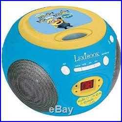 Lexibook Minions Tragbarer CD-Player mit Radio AUX Musik Boombox CD Musik Player