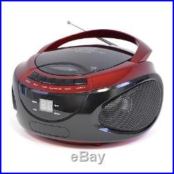 Lloytron N8203 Portable Stereo CD Player With AM/FM Radio LED Display Red New