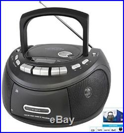 Lloytron Portable Stereo CD and Tape Player with AM and FM Radio Matt Black