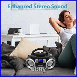 MEGATEK Portable CD Player/Radio/Bluetooth Boombox with Enhanced Stereo Sound