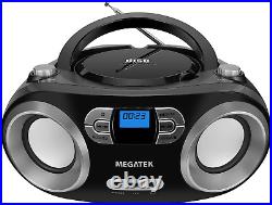 MEGATEK Portable Stereo CD Player Boombox with FM Radio, Bluetooth, USB, Aux-In
