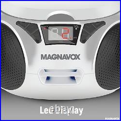 Magnavox MD6924-WH Portable Top Loading CD Boombox with AM/FM Stereo Radio in