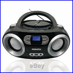 Megatek Portable CD Player Boombox, Bluetooth FM Radio Stereo System with