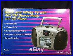 Memorex 5 Black & White TV AM/FM Stereo Radio CD Player Portable Boombox #333