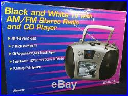 Memorex 5 Black & White TV AM/FM Stereo Radio CD Player Portable Boombox #333