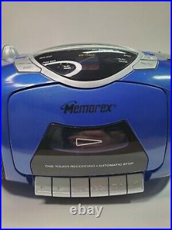 Memorex MP3130 Boombox CD Cassette Radio Portable Stereo Recorder Blue