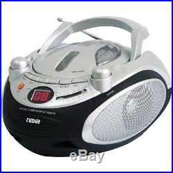 NAXA Electronic Portable CD Player AM/FM Stereo Radio Audio Boombox Silver Aux