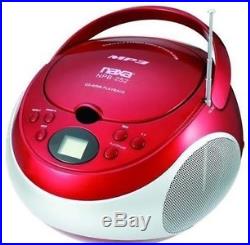 NAXA Portable CD/MP3 Player AM/FM Radio Stereo Receiver Red Boombox NPB252RD New