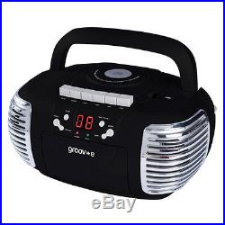 New Genuine Groov-e Retro Boombox Portable CD Cassette And Radio Player Black