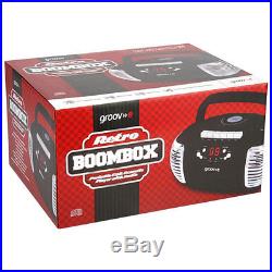 New Genuine Groov-e Retro Boombox Portable CD Cassette And Radio Player Black