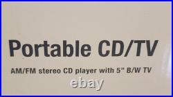 NEW Memorex Black & White TV AM/FM Stereo Radio CD Player Boombox MPT3470 RARE