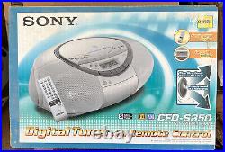 NEW SONY CFD-S350 Portable CD Cassette Tape Player AM FM Radio Digital NIB
