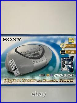 NEW SONY CFD-S350 Portable CD Cassette Tape Player AM FM Radio Digital With Remote