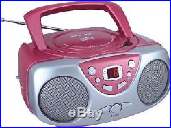 NEW Sylvania SRCD243 Portable CD Player with AM FM Radio Boombox Pink FREE SHIP