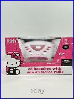 NEW2013 Sanrio Hello Kitty Boombox Stereo AM/FM CD Player Auxiliary Jack KT2024A