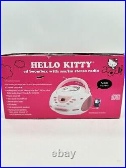 NEW2013 Sanrio Hello Kitty Boombox Stereo AM/FM CD Player Auxiliary Jack KT2024A