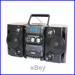 Naxa NPB-428 Portable Boombox AM/FM Radio MP3/CD Player & Cassette Recorder